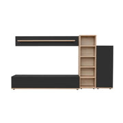 Composizione murale RHYS – Mobile TV, colonne e scaffali – Rovere Ribbeck e nero opaco