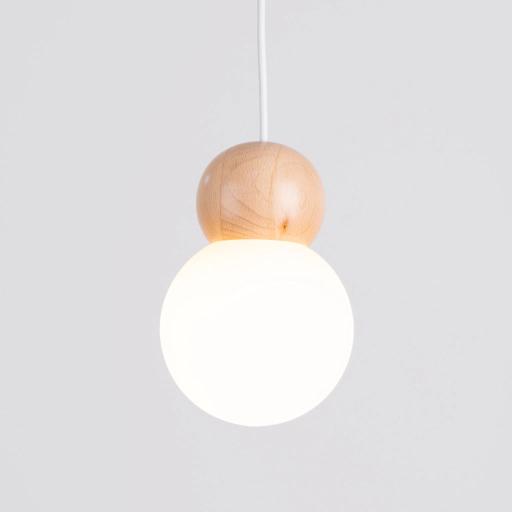 Lampada sospensione Kalevi vetro bianco legno G9 Pure Lume