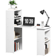 Scrivania con Libreria ¨C Xylo ¨C Bianco, Legno Ingegnerizzato, 120x55x120 cm, 2 Ripiani, 5 Scaffali