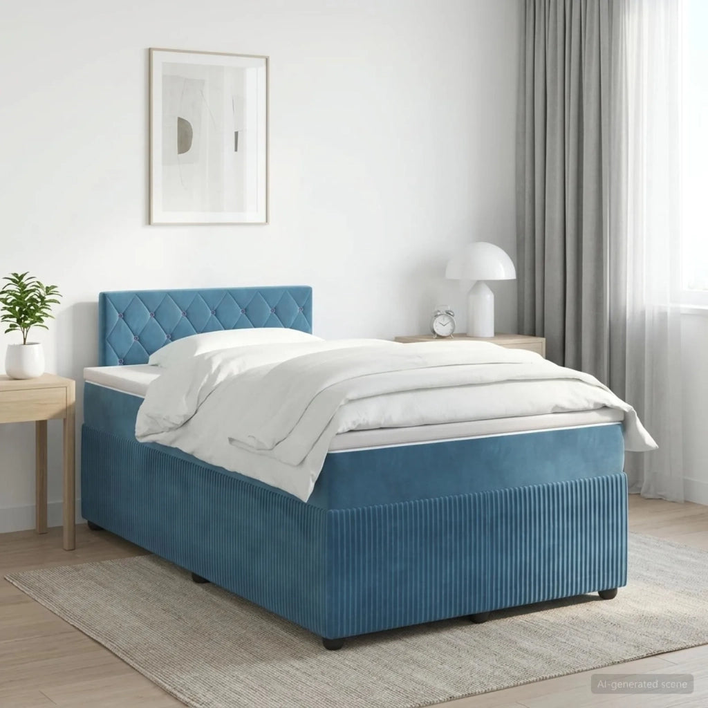 Letto box spring con materasso Blu Scuro 120 x 200 cm Velluto 3451653