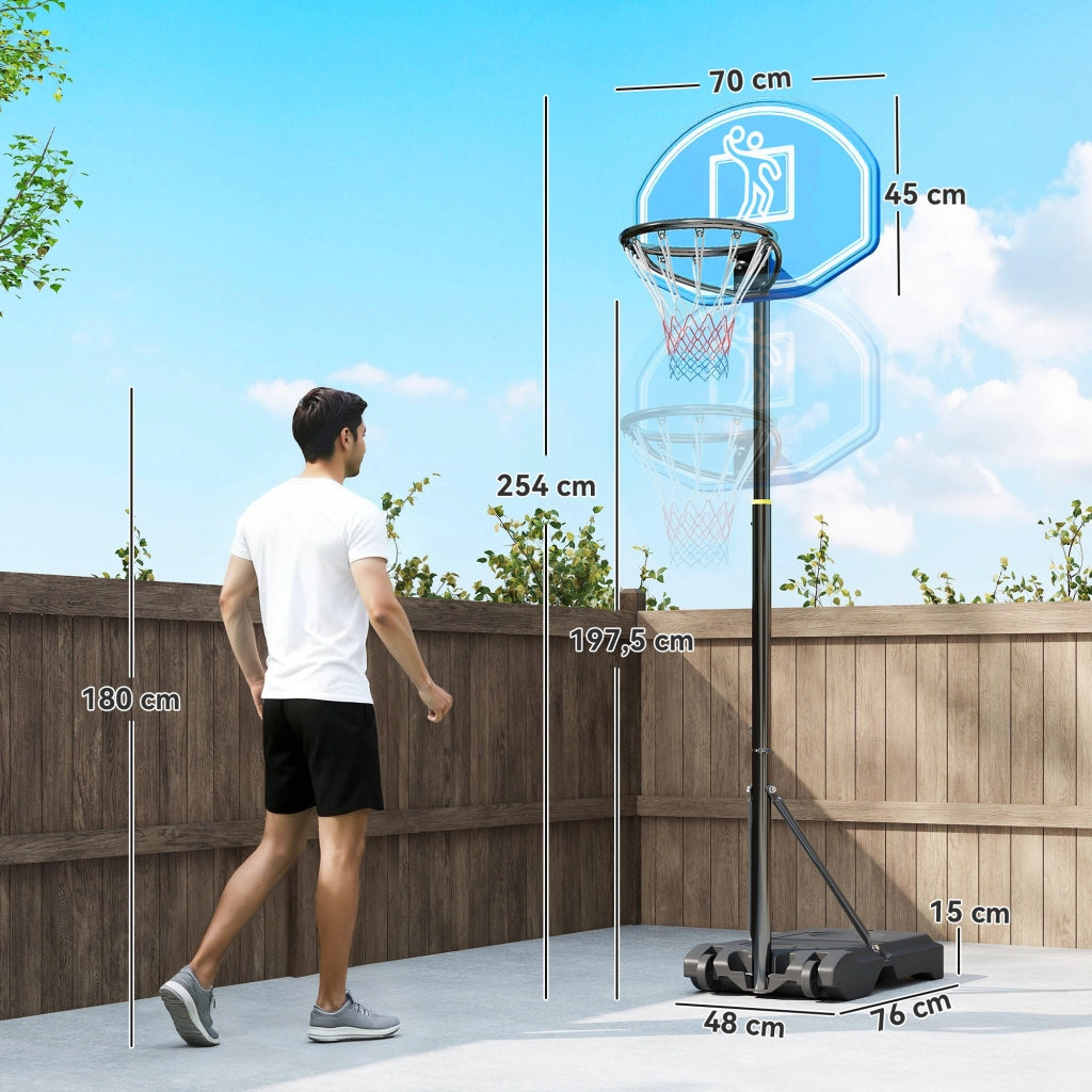 Canestro da Basket Regolabile per Esterno ¨C zephmum ¨C 76x48x254 cm Nero