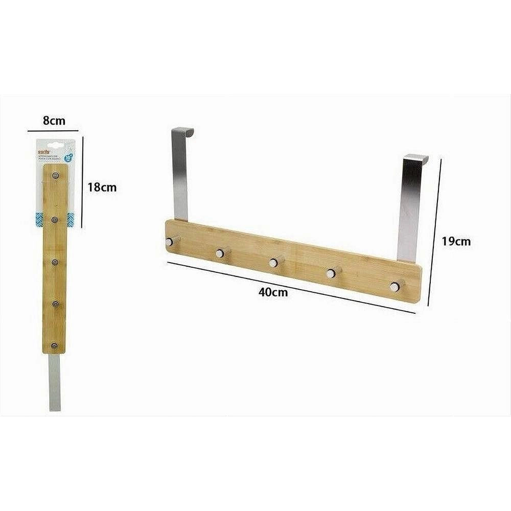 Trade Shop - Appendiabiti Per Porta In Metallo Legno Con 5 Posti Ganci Giacche Vestiti 79551 -