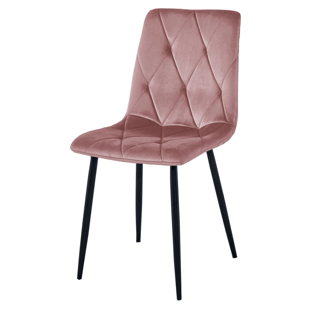 Set di 2 sedie Libra in velluto rosa antico e metallo nero