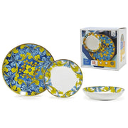 Trade Shop - Set Servizio Di Piatti In Porcellana 18pz Decorazione Floreali In Stile Maiolica Da Tavola -