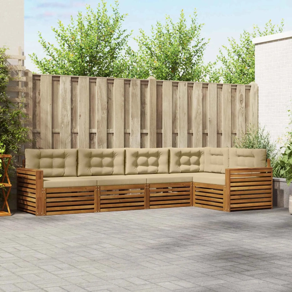 Set di divani da esterno con cuscino 5 pcs Naturale e Beige