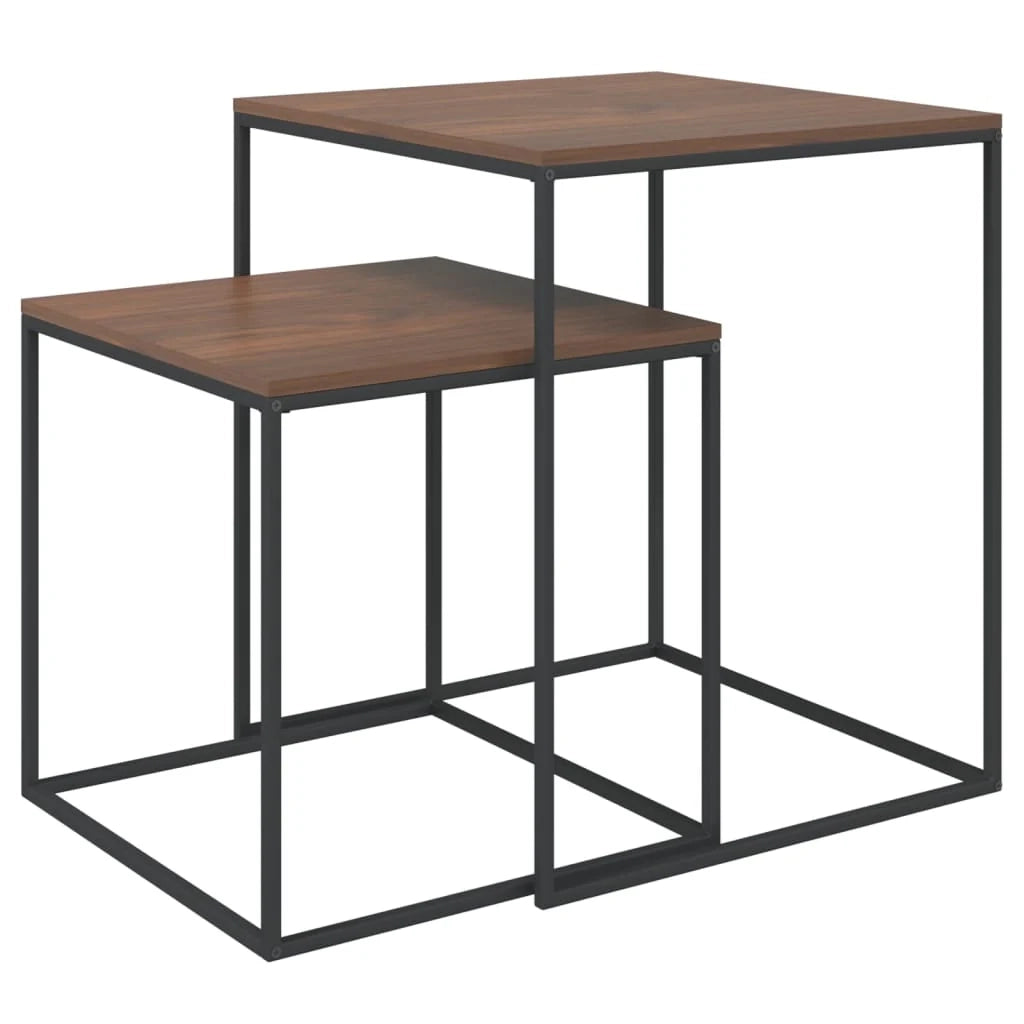 Set di 2 tavolini da caffè legno ingegnerizzato e metallo nero 02_0042116
