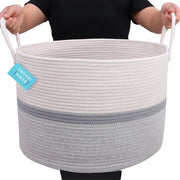 Borsa per bambino in cotone extra grande, grigia, tessuta a mano con più colori, ideale per asciugamani, giocattoli, abbigliamento per neonati, pannolini, conservazione, misura 50x33cm.