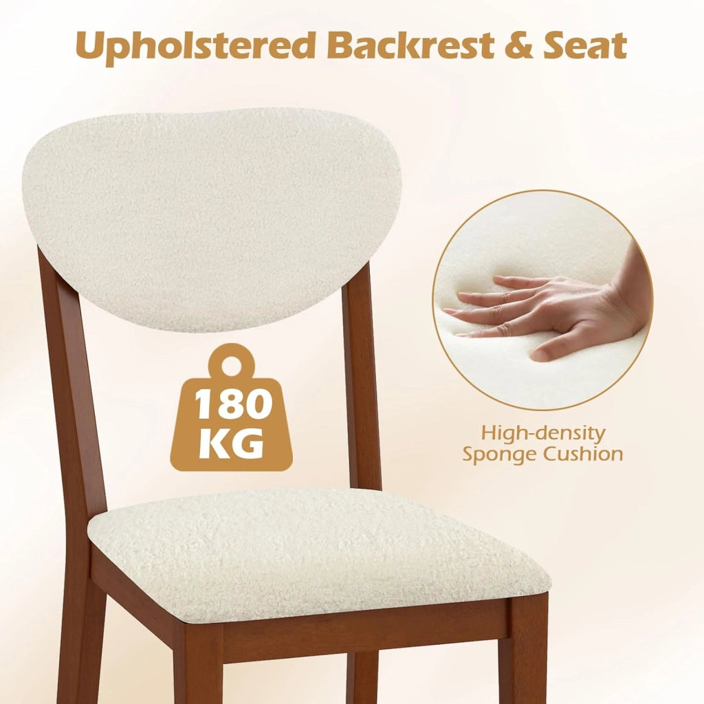 Set di 2 sedie da pranzo in legno, sedie da cucina, gambe in legno di gomma, seduta e schienale imbottiti, carico 180 kg, sedie senza braccioli per soggiorno, ufficio, noce