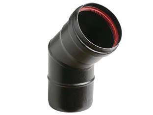GOMITO A 45  ° PER STUFE A PELLET NERO OPACO ALA PELLET AETERNUM   EE ¸ mm.80    ALA