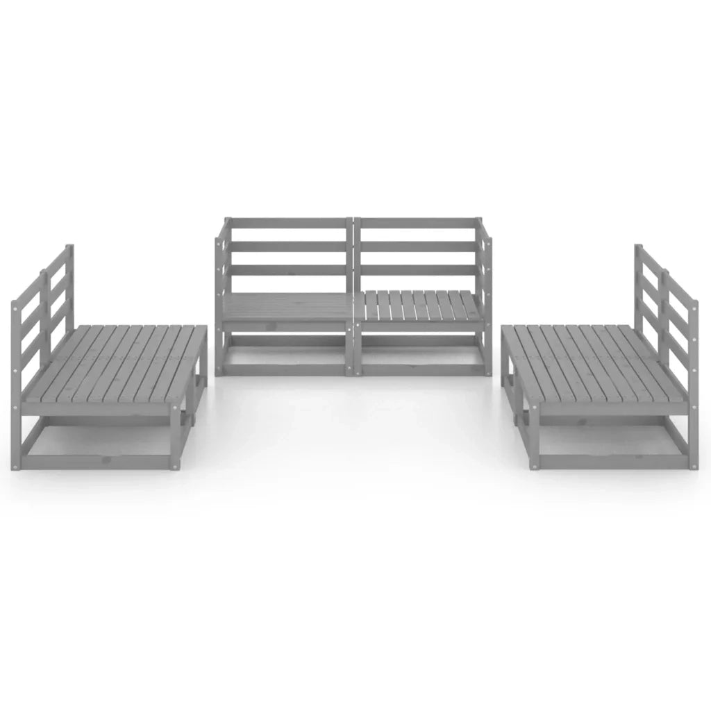 Set Divani da Giardino 6 pz Grigio in Legno Massello di Pino 3075411