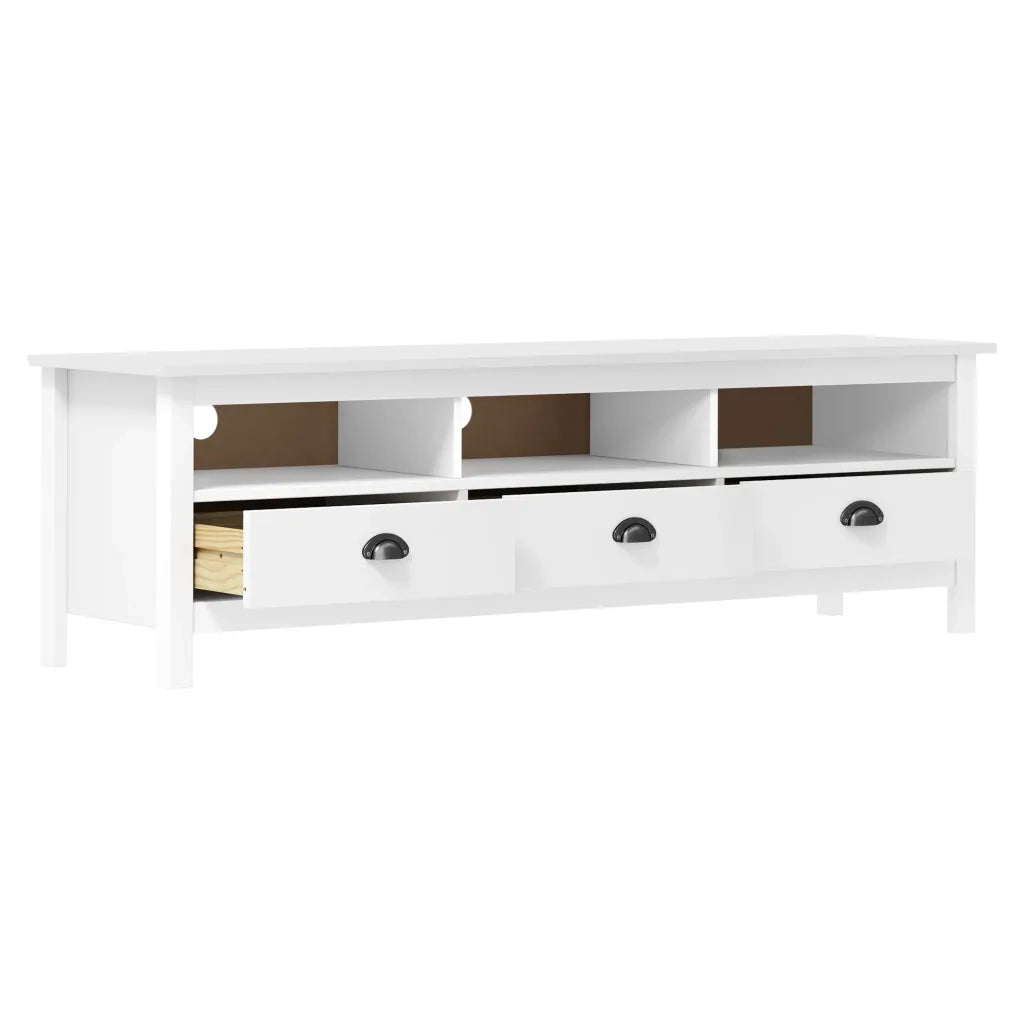 Mobile Porta TV Hill Bianco 158x40x47 cm in Legno di Pino 288928
