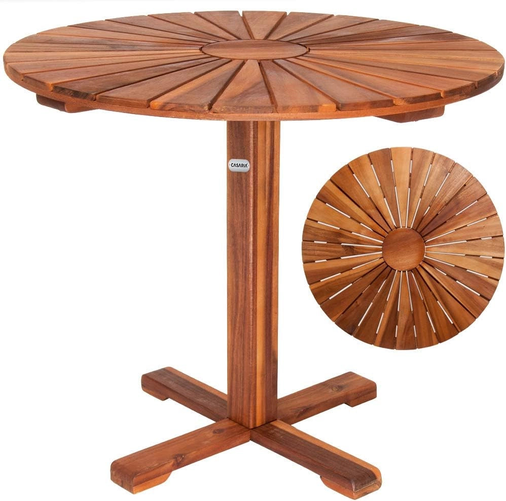 Casaria Tavolo da Giardino Sunrise Rotondo Legno di Acacia Massello Ø70,5cm Tavolino Esterno