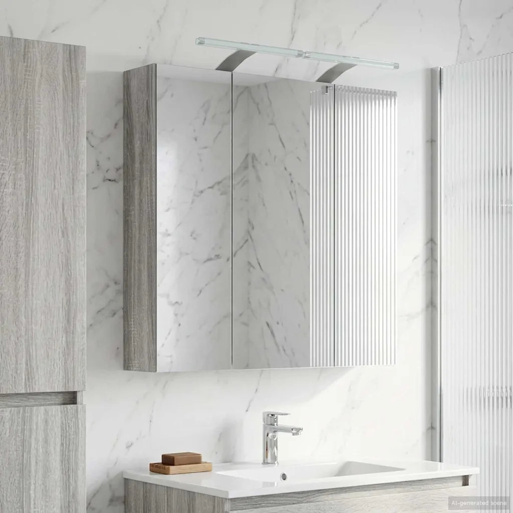 Mobiletto per specchio da bagno Grigio Sonoma 70 x 14,5 x 70 cm