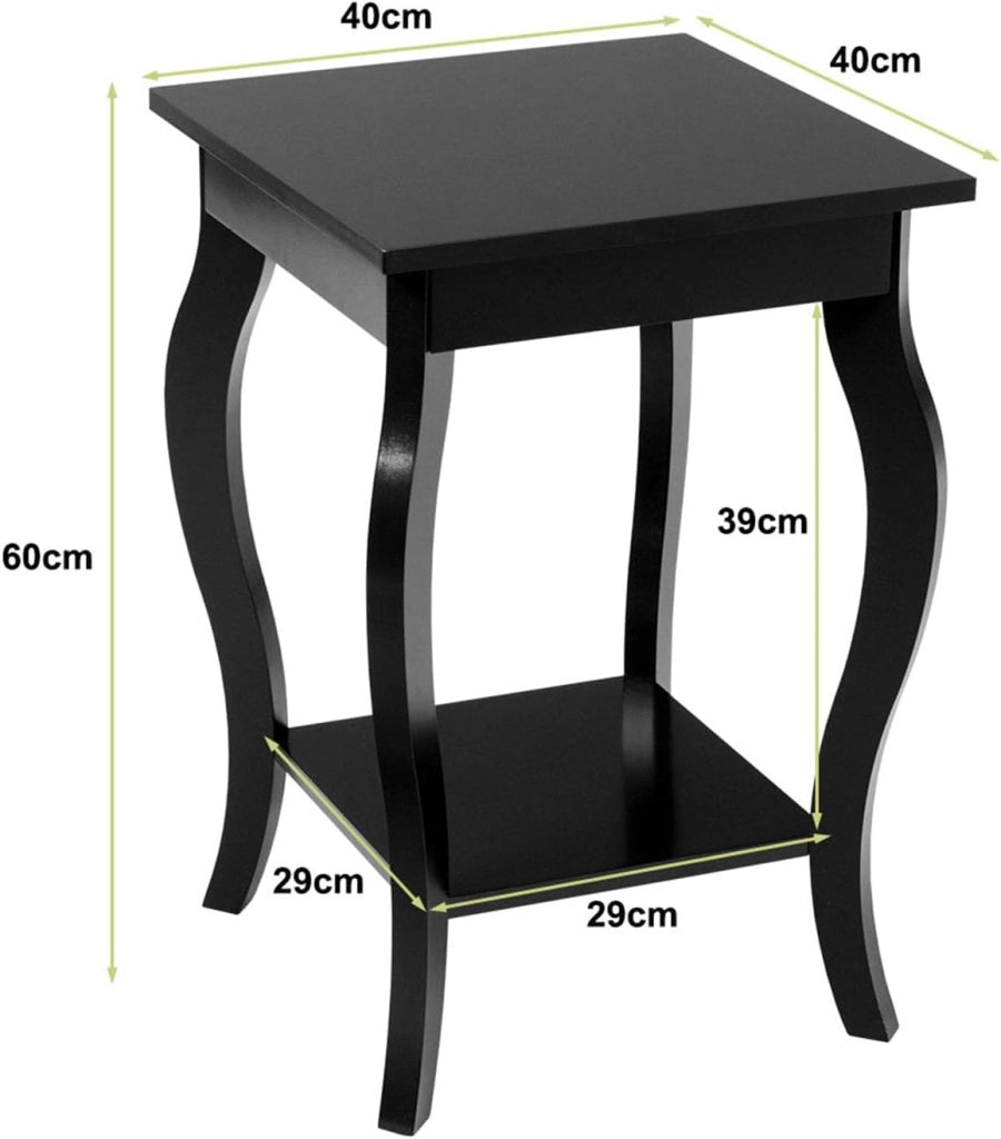 Set di 2 Comodini Camera da Letto, Comodini Piccoli in Legno, Tavolino Lato Moderno per Soggiorno, Marrone, 40 x 40 x 60 cm (L x P x A) (Nero x 2)