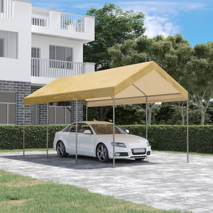 Box Auto da Esterno 600x295x265-310 cm in Acciaio e Polietilene Beige