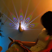 Lampada da parete con proiezione di pavone, 7 colori, con telecomando, lampada da tavolo USB ricaricabile con effetto pavone, lampada da scrivania da proiettare per feste in salotto.