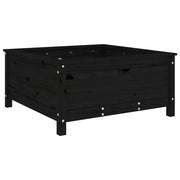 Fioriera | Cassetta per fiori | Vaso da Giardino Nera 82,5x82,5x39cm Legno Massello di Pino