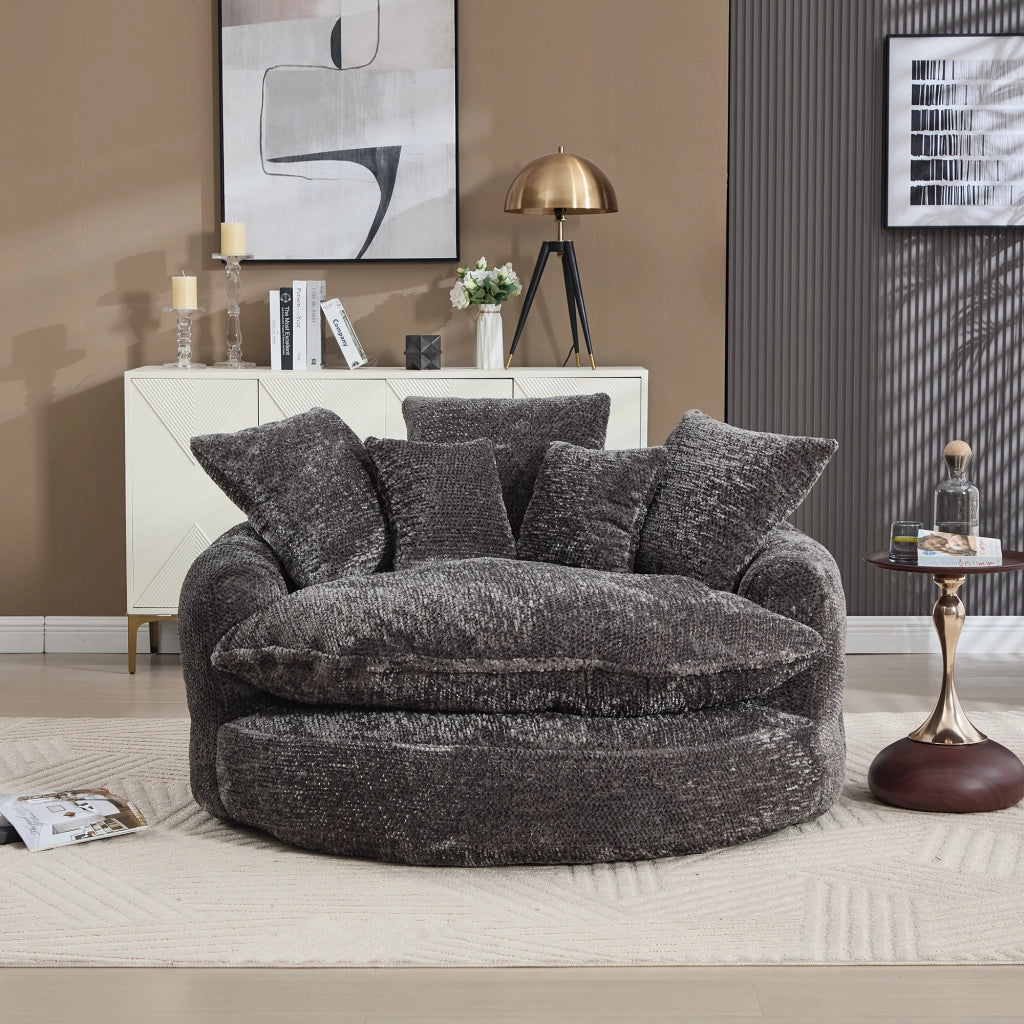 Poltrona lounge multifunzionale con doppi braccioli in poliestere grigio