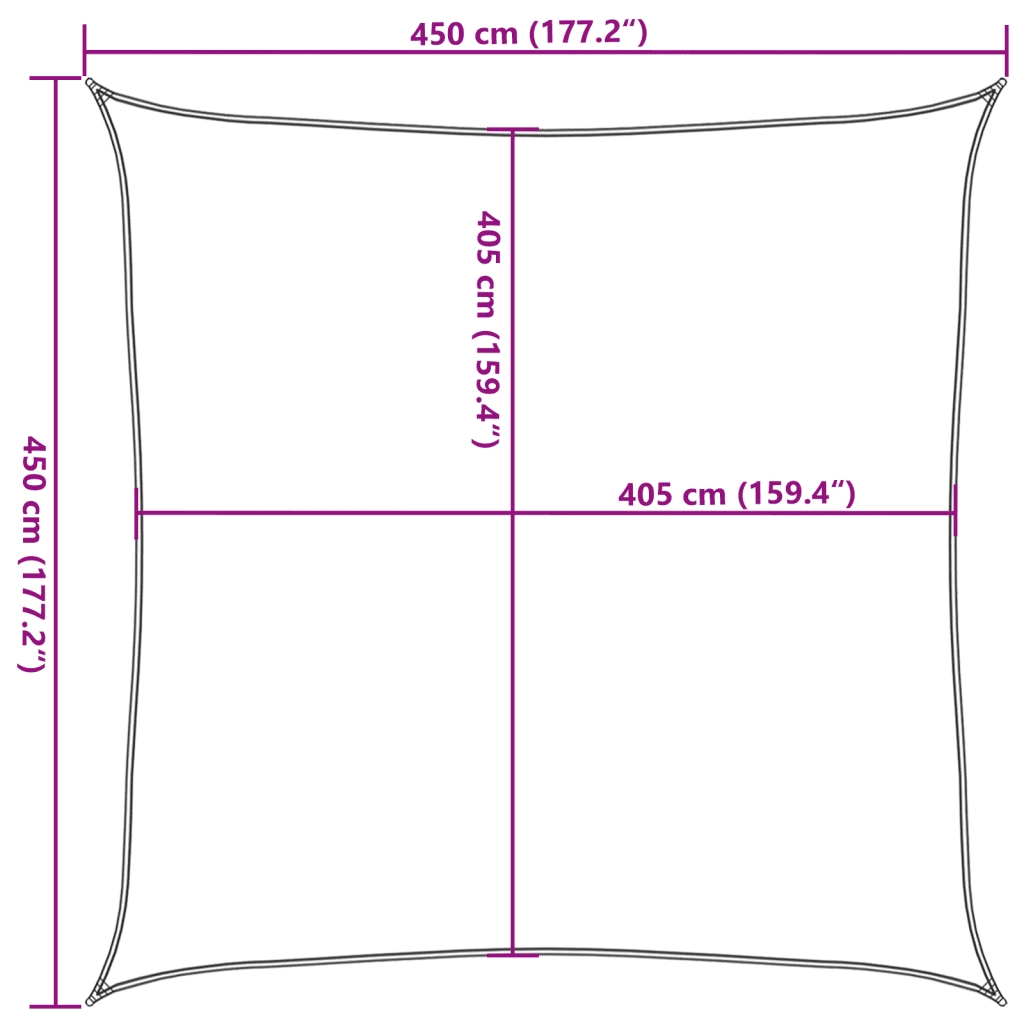 Vela Parasole 160 g/m² Verde Scuro 4,5x4,5 m in HDPE 311442