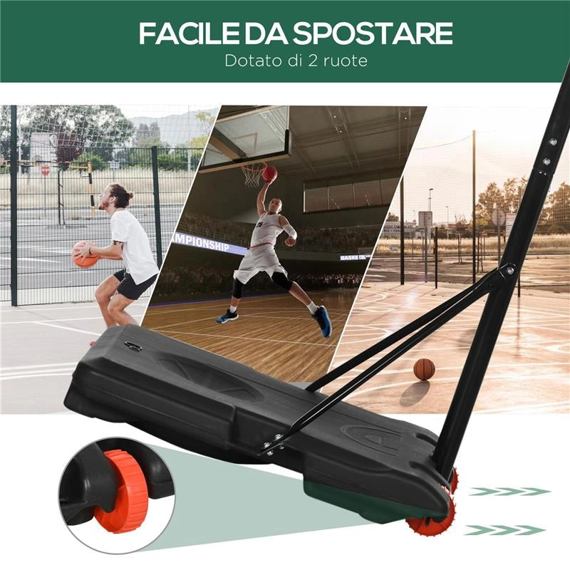 CANESTRO BASKET PER BAMBINI 6-14 ANNI ALTEZZA REGOLABILE 2.1-2.4 MT RUOTE E BASE RIEMPIBILE GIALLO