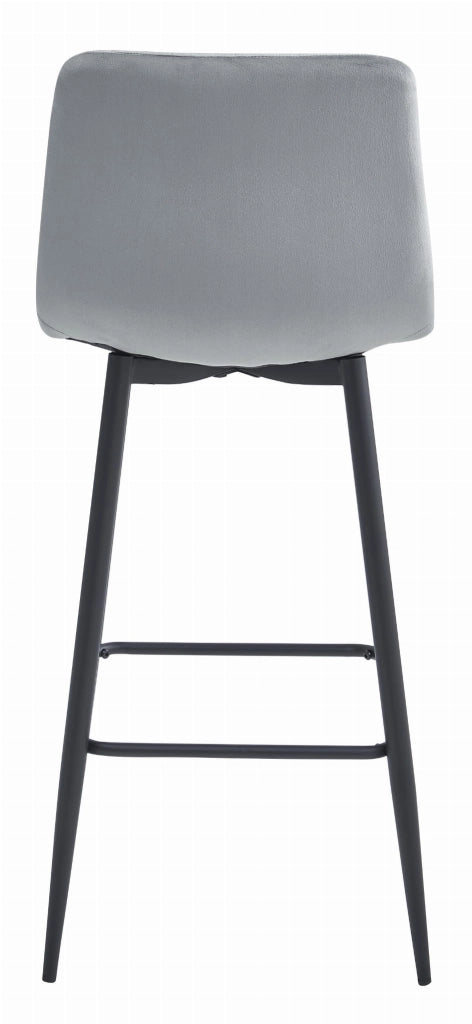 Sgabello da bar VALORA POZZA - Velluto grigio argento con gambe nere x 3