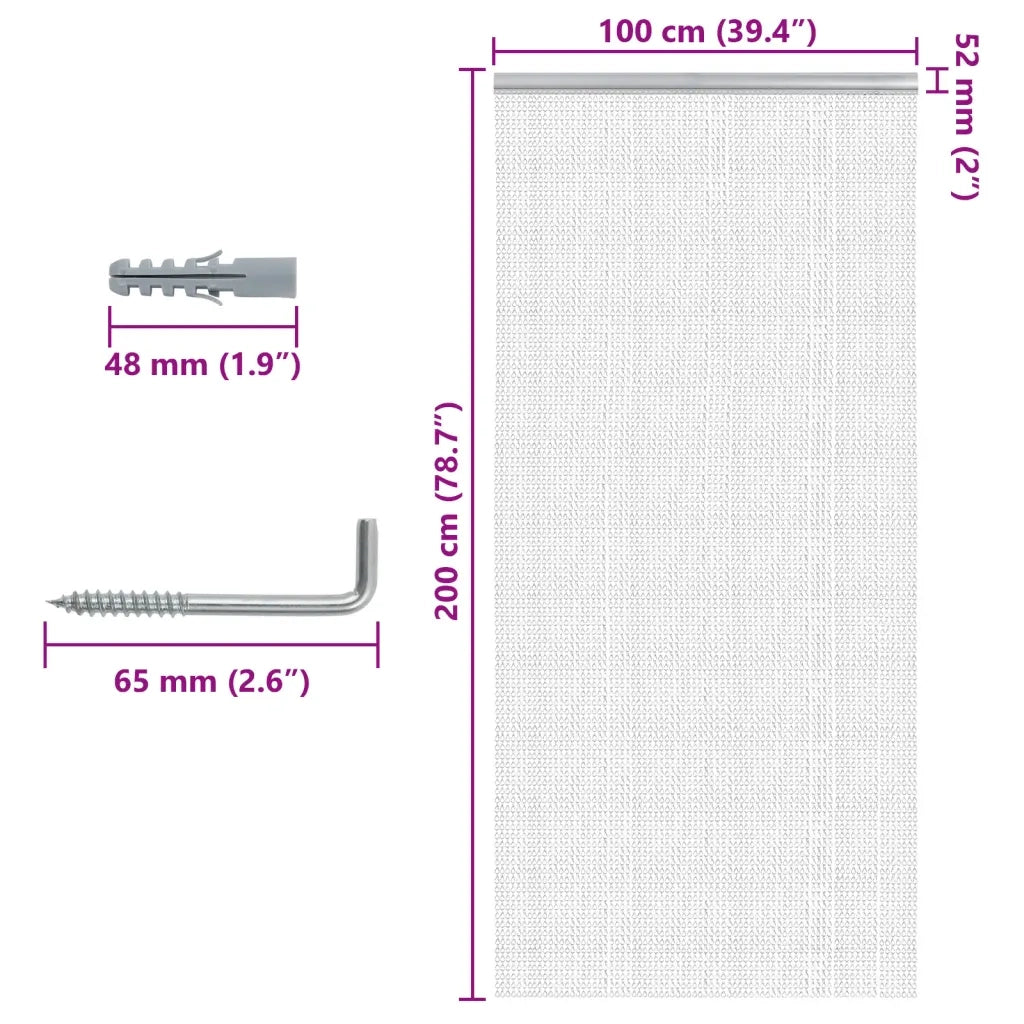 Zanzariera da Porta a Catena 100x200 cm in Alluminio 4010014