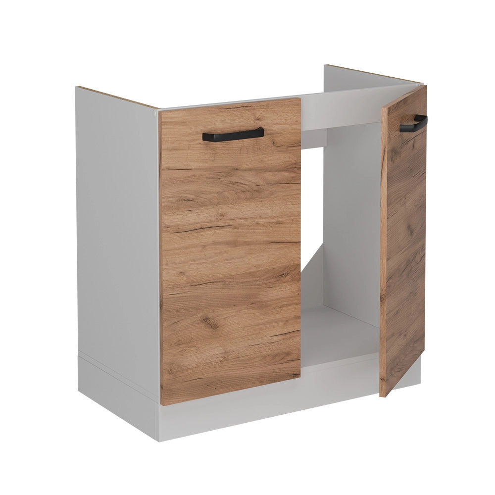 Mobile lavello cucina R-Line Rovere dorato/Bianco 80 cm senza piano di lavoro Vicco