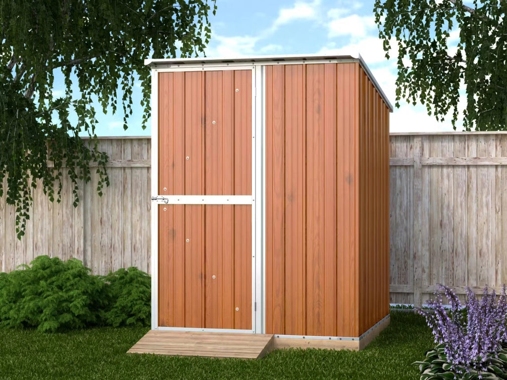 Box in Acciaio Zincato Casetta da Giardino in Lamiera 1.55 x 1.75 m x h2.02 m - 60 KG – 2.71 mq - colore effetto legno