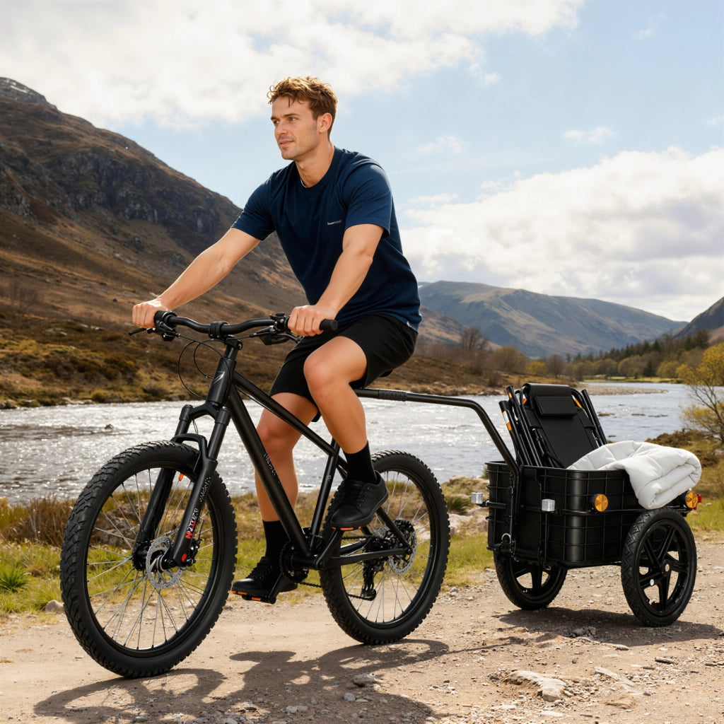Rimorchio Bicicletta ¨C zephmum ¨C Blu Acciaio Oxford 144x59x80 cm