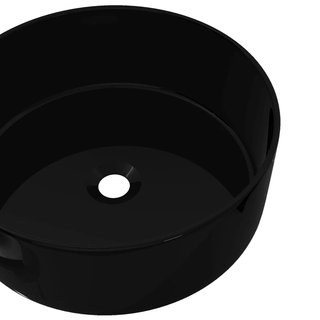 Lavabo tondo 40x15 cm lavabo bagno ceramica nero 02_0002541