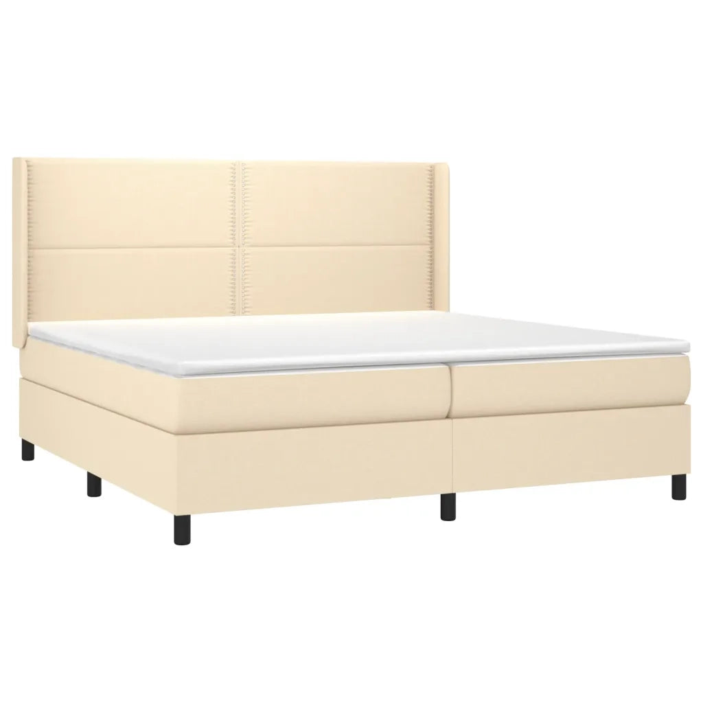 Giroletto a Molle con Materasso Crema 200x200 cm in Tessuto 3131382