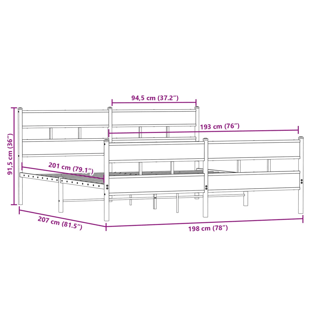 Giroletto senza Materaso in Metallo Rovere Fumo 193x203 cm 3308468