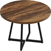Tavolo da pranzo rotondo con piano in MDF e struttura in metallo - per cucina - 80 cm - nero e marrone rustico