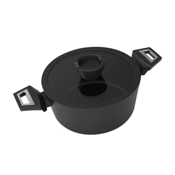 Casseruola alta con coperchio in vetro, alluminio forjato antiaderente 24cm, induzione cucina - SOGO