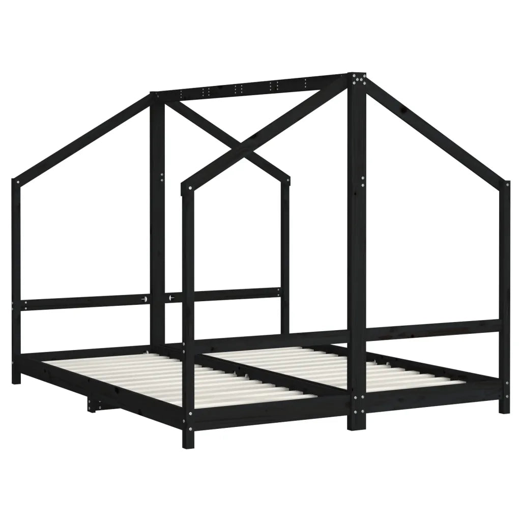 Giroletto per Bambini Nero 2x(80x200) cm Legno Massello di Pinocod mxl 107647