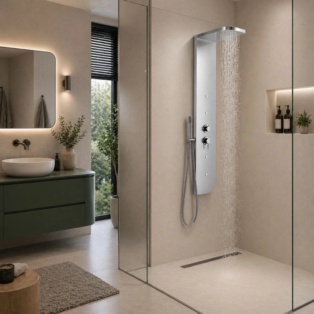 Colonna doccia acciaio inox 3 funzioni 4 bocchette idro lombari l20xp50xh150 005b *** finitura- cromo lucido, confezi...