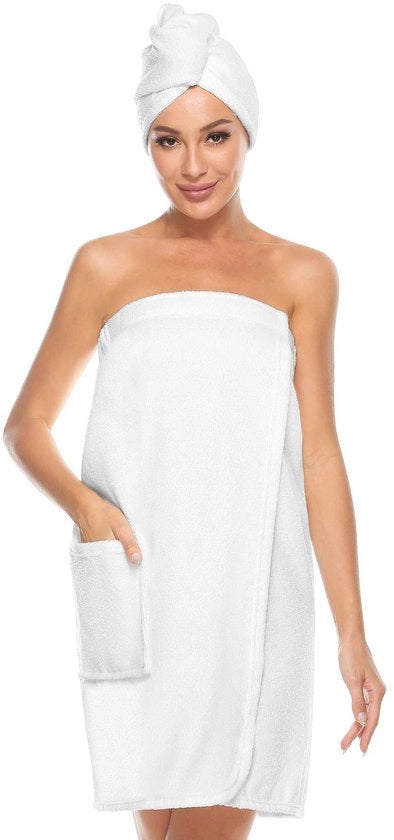 Kilt per donne per sauna con chiusura a clip e cintura elastica bianca