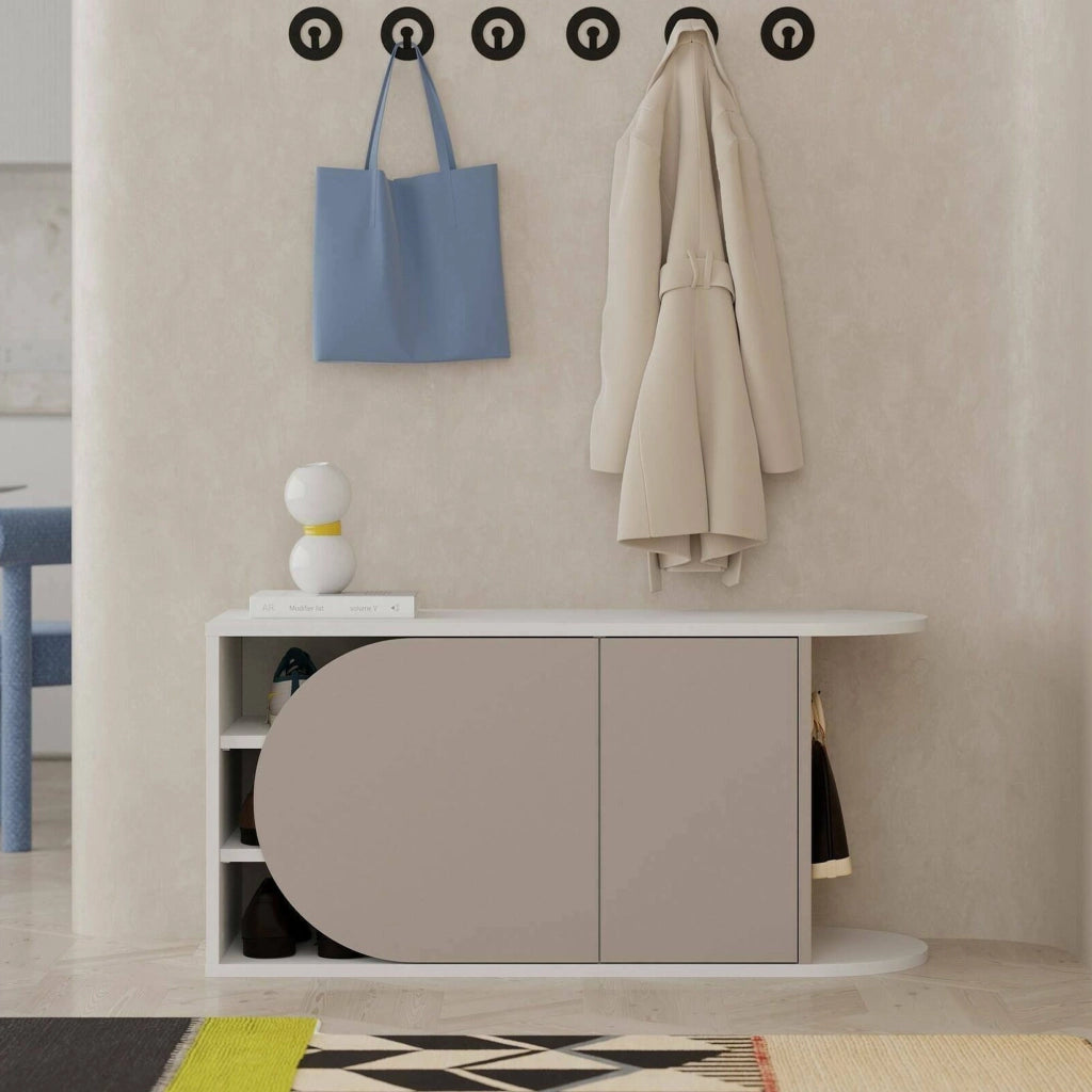 Mobile Portascarpe Kyle, Scarpiera 8 Paia, 104x37x50h cm Beige