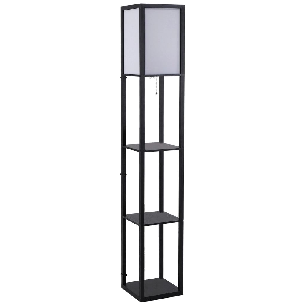 LAMPADA DA TERRA con ripiani 26x26x160 cm MDF nera