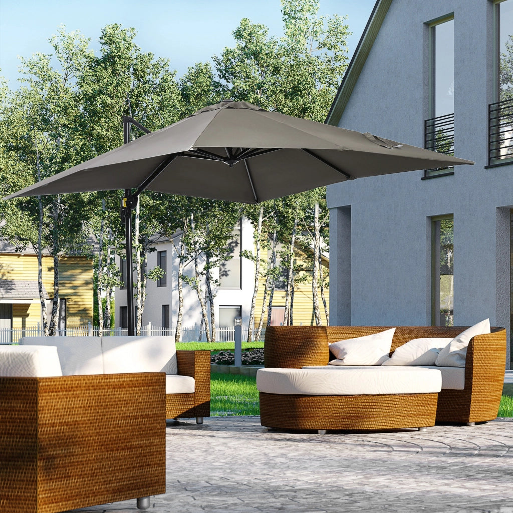Ombrellone da Giardino 2.5x2.5 m con Rotazione 360¡ã ¨C zephmum ¨C Grigio Chiaro