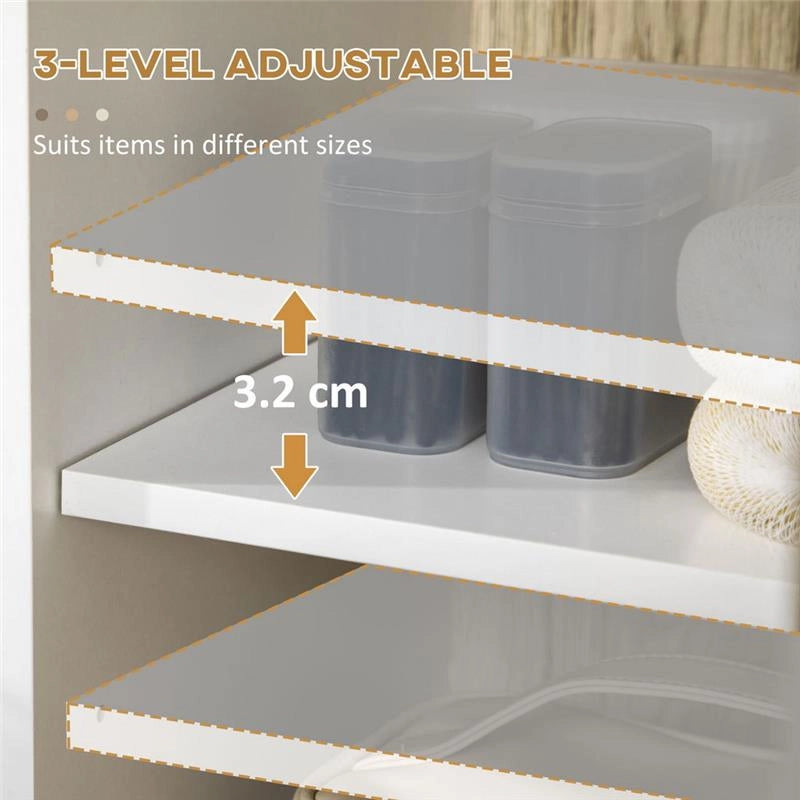 MOBILE BAGNO CON RIPIANO APERTO E ARMADIETTO 31.5X30X91CM QUERCIA E BIANCO