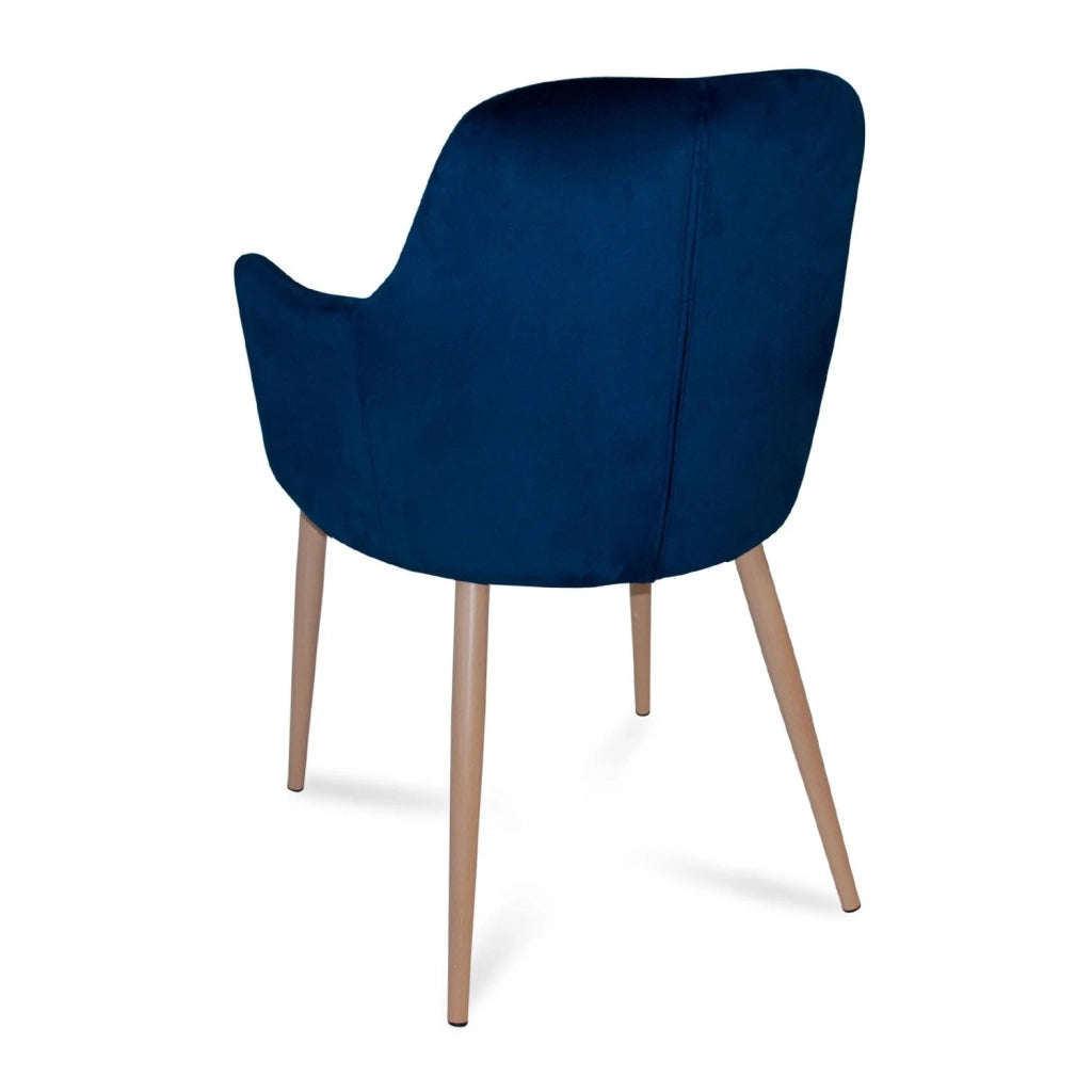 LÚZETE - POLTRONA GUNNARIN VELLUTO BLU CON GAMBE DI COLORE NATURALE