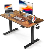 Scrivania elettrica regolabile in altezza, tavolo da bar 100 x 60 cm, scrivania per ufficio e casa con pannello divisorio, cornice nera/finitura moka