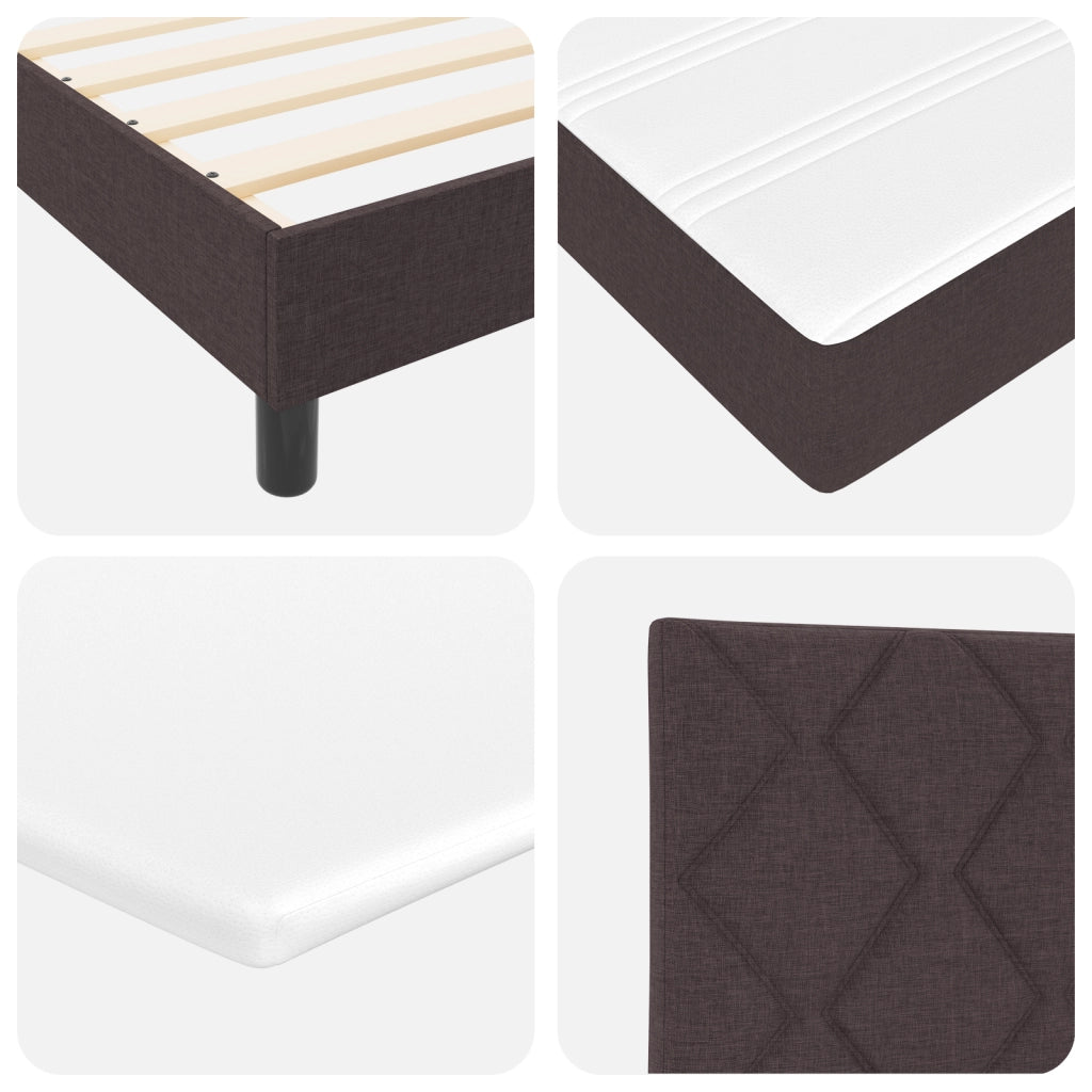 Letto a Struttura con Materasso Marrone Scuro 80x200 cm Tessuto