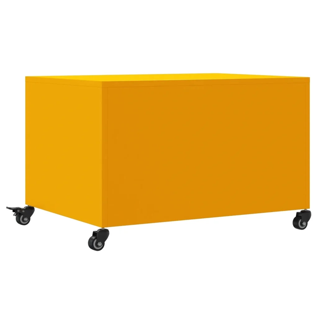 Tavolino Giallo Senape 68x50x43,5 cm Acciaio Laminato a Freddo