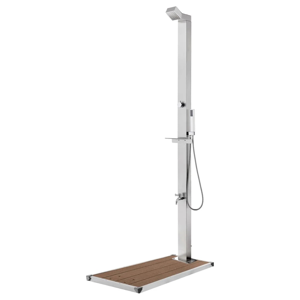 Doccia da giardino con base 225 cm acciaio inox marrone 02_0042054
