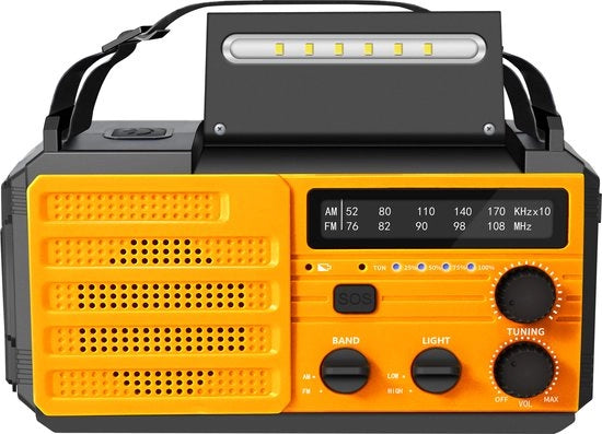Radio Portatile con Energia Solare e Batteria 8000mAh - Ascolta AM/FM, Allarme SOS, Lampada LED, Bussola per Campeggio e Outdoor