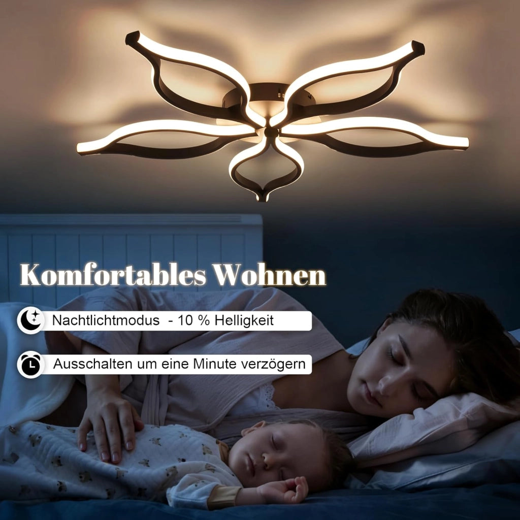 ZMH Plafoniera LED Nera 80 cm 75W Moderna per Soggiorno con Telecomando e Regolazione Luminosità per Camera da Letto
