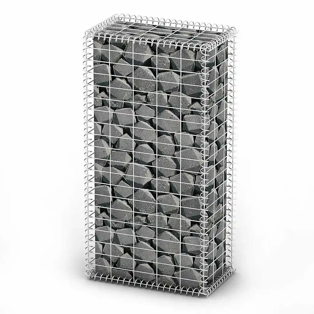 Cesto Gabbione con Coperchio in Filo Zincato 100 x 50 x 30 cm 141039