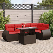 Set Divano Giardino 6 pz con Cuscini Marrone Polyrattan Acacia 3326645